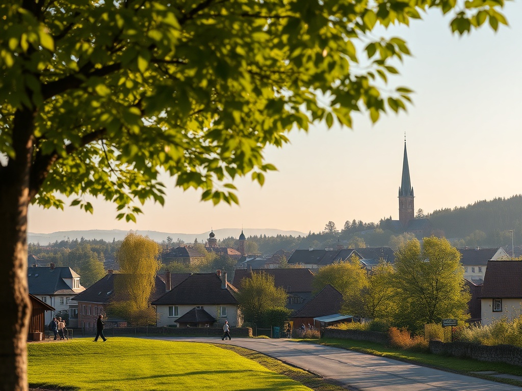 Bocian powracający do gniazda na dachu domu w Milanówku