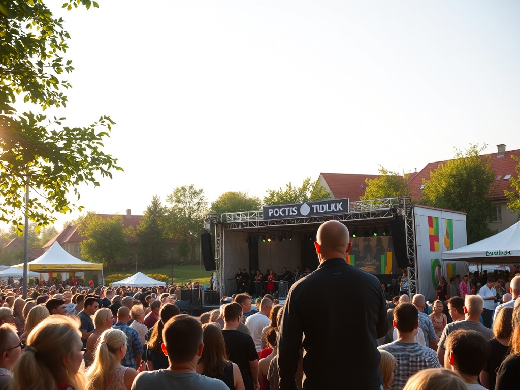 Kwitnące wiosenne kwiaty i tradycyjne ozdoby wielkanocne w centrum Milanówka